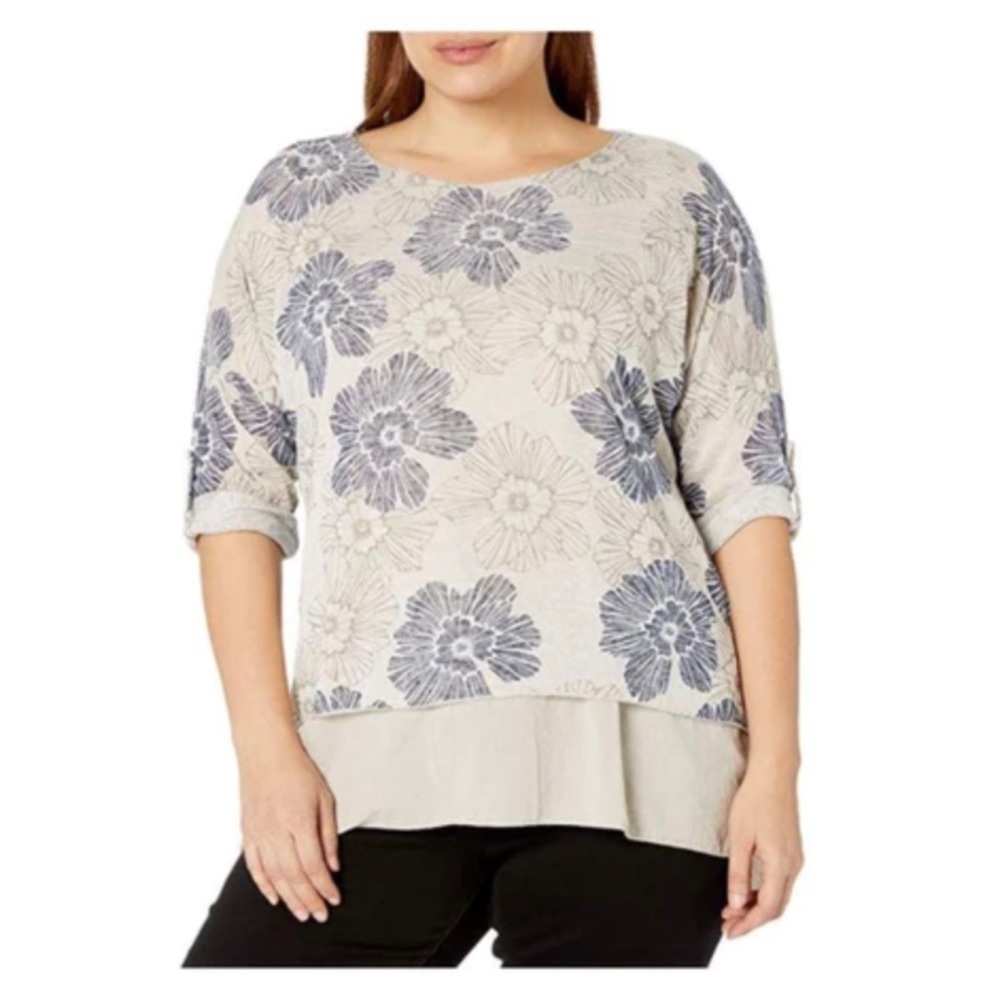 NWT Made in Italy knitted top woven inner layer Large loose fit lagenlook linen